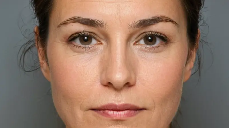 La cabeza de un humano con cabello escaso y arrugas se encuentra en el centro de un fondo gris suave