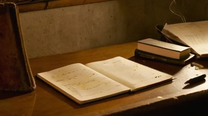 En la habitación se encuentran algunos objetos que indican un ambiente de estudio desordenado