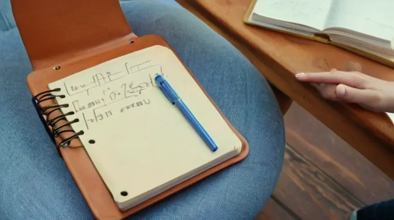 Un estudiante joven está sentado en su escritorio con apuntes y calculadora en mano