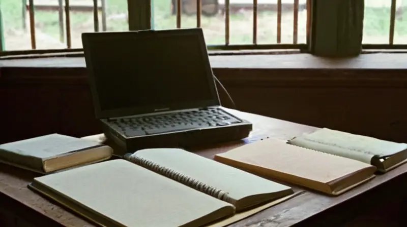 La habitación está iluminada débilmente por la luz del atardecer