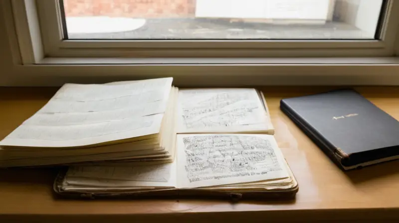 El escritorio está cubierto de objetos desgastados y polvorientos