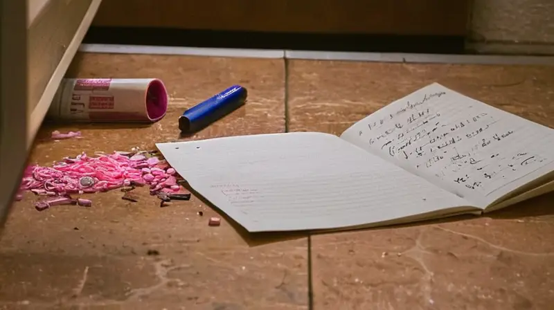 Una joven universitaria rodeada de distracciones y un caos desorganizado estudia intelectualmente en una sala repleta de objetos, mientras que al fondo aparece alguien con determinación, caminando hacia ella