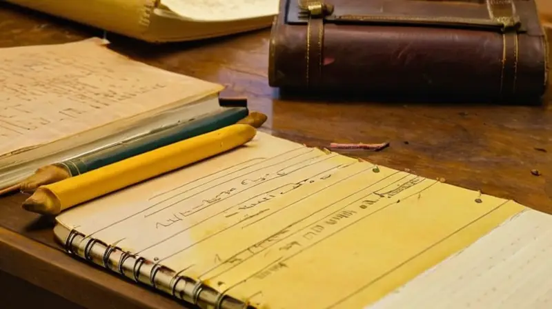 El escritorio de madera está empolvado y rodeado de textos y útiles estudiados