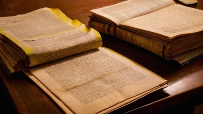 Un anciano estudioso está leyendo un artículo desgastado en su escritorio desaliñado