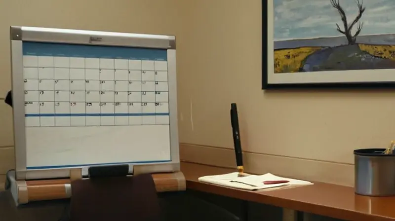 Un despacho de una oficina está equipado con un escritorio metálico y una silla para trabajar con un monitor del Ministerio de Salud