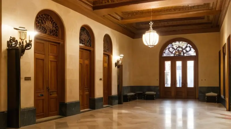 Una entrada de edificio gubernamental en Madrid iluminada por la luz matinal