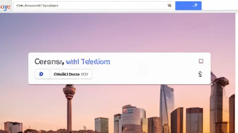 Una pantalla de computadora con fondo azul-gris claro se ilumina suavemente bajo la luz fluorescente difusa sobre una imagen borrosa del skyline de Madrid, junto a un libro con portada mate y tipos en colores vibrantes