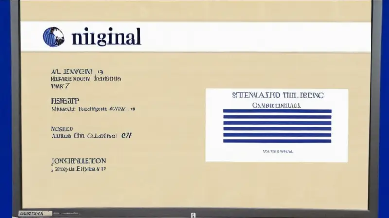 La pantalla de un monitorec muestra una certificado digital con fondo blanco y letras oscuras sobre una bandeja azul intenso