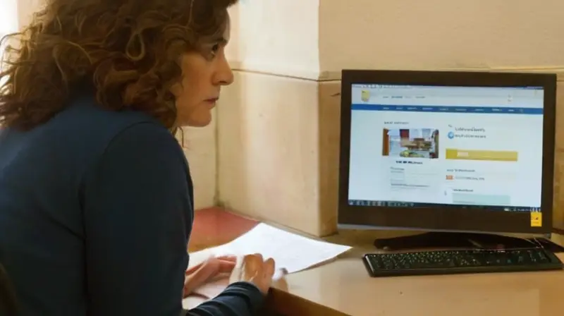 Una persona consulta en línea el sitio web de Correos España para conocer los plazos de oposición