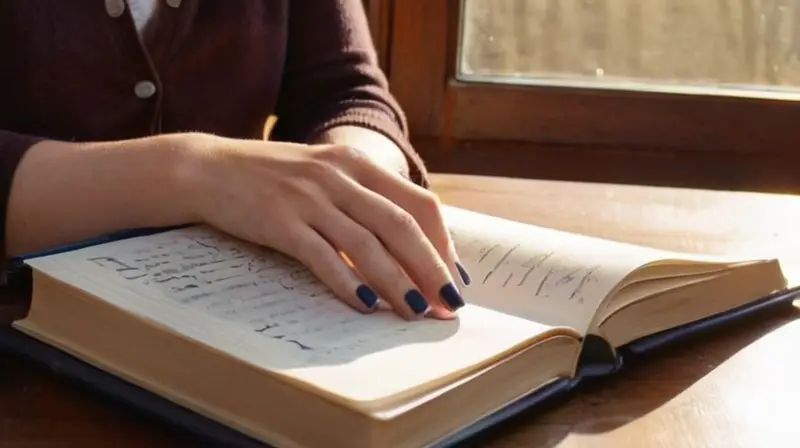 Una mujer joven estudia en su escritorio