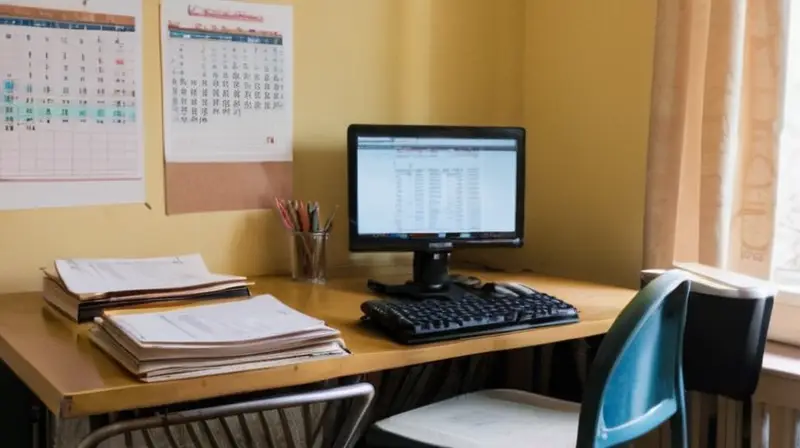 La escena describe una habitación de estudio con todos los elementos necesarios para trabajar o estudiar