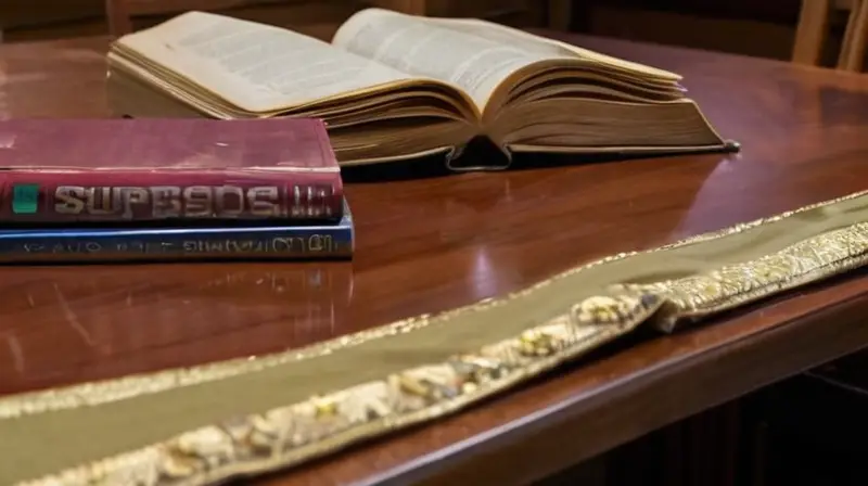 Una habitación de estudio tranquila con libros y un ordenador de alto rango