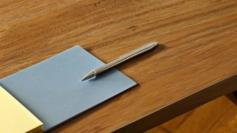 Una mesa de madera con superficie lisa y grano fino tiene papeles y objetos encima