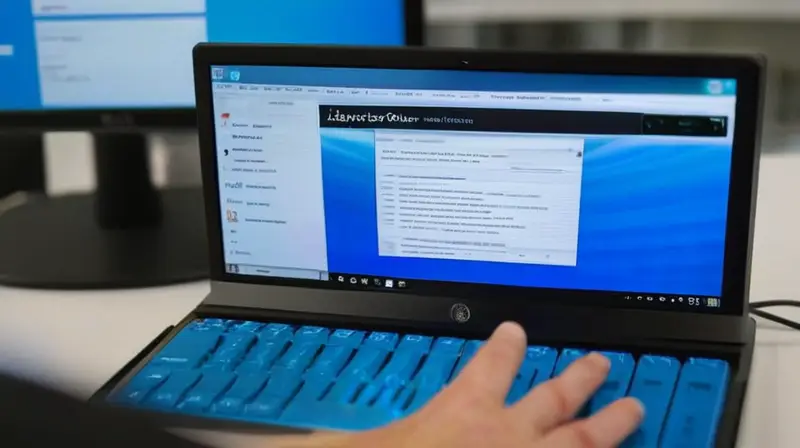 Una persona sentada frente a un monitor antiguo y una mesa de escritorio en un entorno de oficina